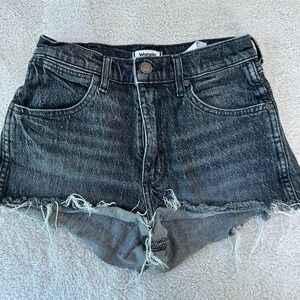 Wrangler Festival Shorts High Rise Women's Size 25 Denim Jean Black Washed